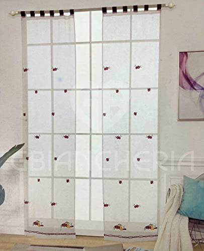 GBiancheria COPPIA TENDE PER CUCINA VIRNA RICAMATE 45X150 45X240 PER FINESTRE E PORTEFINESTRE PRONTE DA APPENDERE (60x240)