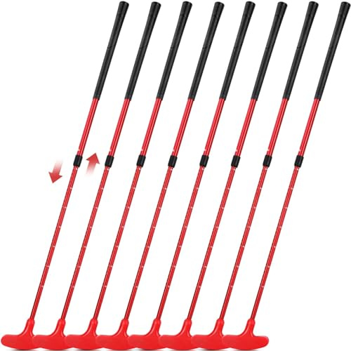 Leyndo 8-pack golfputtrar för män och kvinnor, tvåvägs minigolf, putter, justerbar längd, putter, bulk för höger- eller vänsterhänta golfare, barn, golfklubbor, set för tonåringar, junior, vuxen (röd)