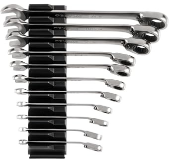 TEKTON Juego de llaves combinadas reversibles de trinquete de 12 puntos con organizador modular ranurado, 11 piezas (1/4-3/4 pulgadas) | WRC94300