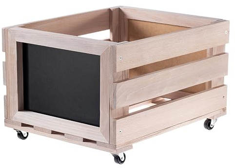 KADAX Boîte de rangement pour disques vinyle en bois, boîte de rangement pour collection de disques vinyles, avec roues, support robuste, boîte à disques, marron, 36,5 x 45,5 x 28,5 cm, Boîte de