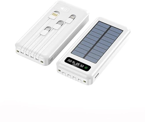 Power Bank 20000 mAh, batería Externa Solar de Carga rápida, Cargador portátil portátil con 4 Puertos USB y Linterna, teléfono móvil, Compatible con Smartphone Samsung, Huawei, iPad, tabletas
