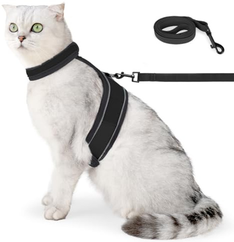 Set med koppel och sele för katt, reflekterande kattsele, selväst för katt/valp (S/M/L/XL)