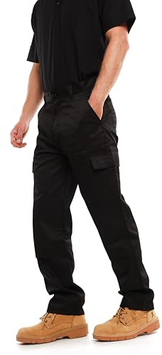 Ranger Knee Pad Work Trousers, Cargo Combat Style Tactical Work Pants. Build for Tradesmen, Builders & Plumbers, Kneeling Trousers in Black & Navy (40W / 31L)