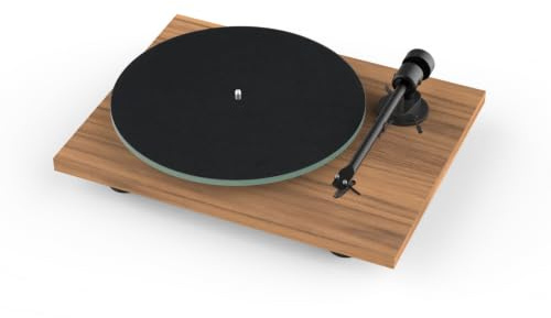 Pro-Ject T1 EVO Plattenspieler - Riemenantrieb & Ortofon OM 10, Walnuss | Hi-Fi Vinyl Player mit 8,6 Zoll Aluminium-Tonarm, CNC-gefrästes Gehäuse, inkl. Staubabdeckung & Phono E Kabel