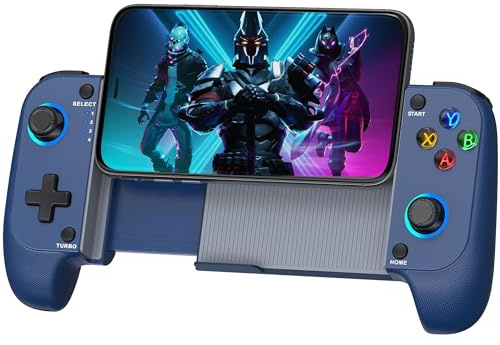 Elegamefy Controller cellulare per iPhone/Android, supporto Mobile Phone Case, with No Dead Zones Joystick, Led Light, Turbo Smartphone Controller
