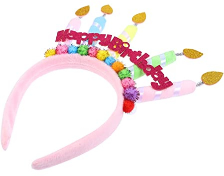 PAMINGONO Geburtstag Stirnband Geburtstagstorte Kerzen Haarschmuck für den Abschlussball Kostüm Stirnband weihnachts haarreif haarband weihnachten Haarband Kopfschmuck Foto- Stoff