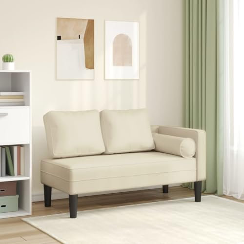 LAPOOH Chaiselongue mit Kissen Creme Kunstleder, Relaxliege Wohnzimmer, Relaxsessel, Lesesessel, Ruhesessel, Bettsofa - 4007565