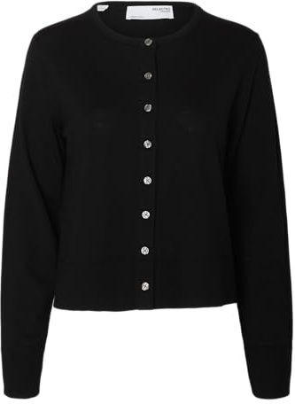 SELECTED FEMME Slfthea Ls Knit Merino cardigan Noos, svart, M