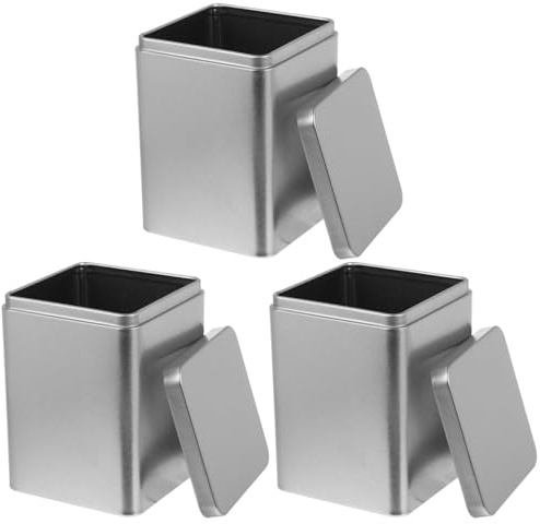 Cabilock 3er Set Teedosen aus Blech - Luftdichte Aufbewahrungsdosen für losen Tee/Kaffee/Kekse, 3 Stück Edelstahl-Dosen mit Deckel (10x8cm)
