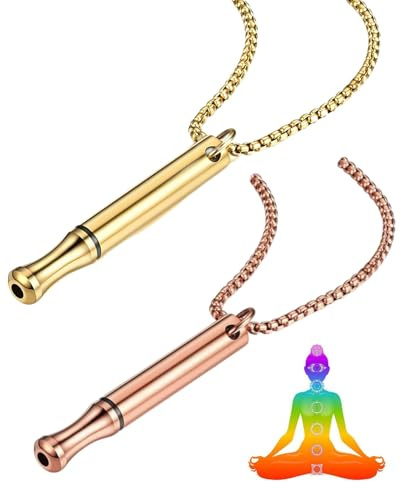 MYGLOAR 2 PCS Atemketten, Rauchfrei-Halskette, Raucherentwöhnungshilfe, Rauchfrei-Halskette, Original Raucherentwöhnungs-Halskette, Achtsamkeitskette, Raucherentwöhnungs-Atemkette （Gold + Roségold）