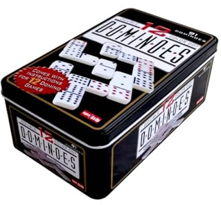 rukauf Doppel 12 Domino-Spiel in Einer Metalldose Spielset 91 Teile Mexican Train Zug