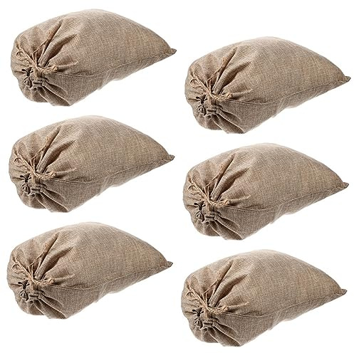 HORIALENCE 6pezzi Sacchetti Di Lino Riutilizzabili Per Verdure Borse Multifunzione Coulisse Sacchetti in Tela Di Iuta Per Frutta e Radici