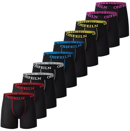 Generisch Pack de 10 calzoncillos bóxer para hombre, largos, transpirables, ropa interior deportiva, cómoda, elástica, deportiva, clásica, cintura alta, pantalones cortos retro, paquete múltiple