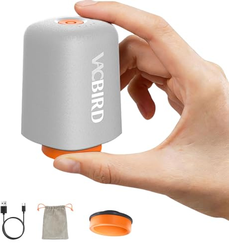 Vacbird Bomba de vacío eléctrica inalámbrica, portátil, succión ultrapotente de 4500 Pa – ideal para comprimir ropa al vacío y ahorrar tiempo y espacio en viajes