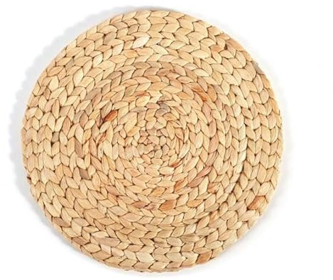 Manteles individuales redondos tejidos de 11 a 38 cm, manteles individuales de jacinto de agua natural, manteles individuales de paja trenzada para comedor (20 cm, natural)