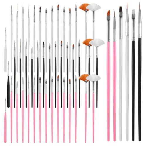 45 PCS Cake Decorating Brushes, Food Safe Paint Brushs Kit Cookie Decorating Brush Cookie Paint Brushes Food Paints Fondant Brush DIY Tool Set Icing Pastry Brushs for Painting Baking, Black and Pink