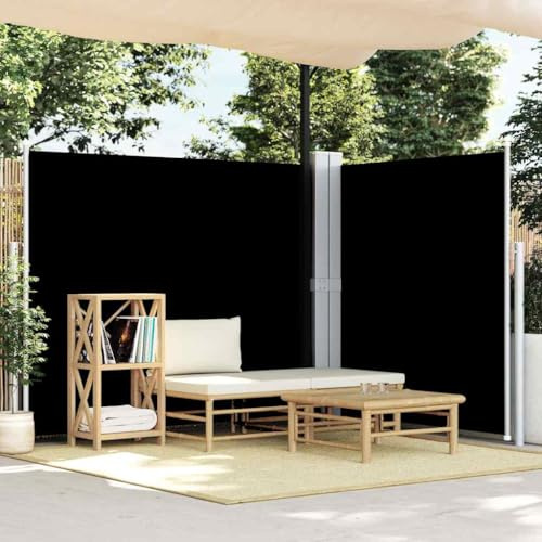 Mokuyary Toldo lateral extensible, negro, 180 x 600 cm, toldo lateral extensible, protección solar para balcón y terraza