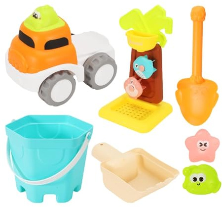 Pala de de dibujos animados – Juego de palas divertidas, kit de exterior de 7 piezas con asas ergonómicas, compacto sin BPA, plegable, juego de playa creativo, para piscina familiar y vacaciones