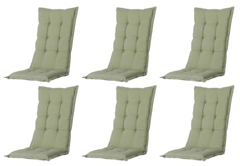 Madison 6er Set Hochlehner Auflagen, Bequeme und Stilvolle Gartenstuhlauflage für Holz-, Stahl-, Oder Kunststoffstühle, Sitzauflage - Indoor/Outdoor Stuhlpolster - Panama Salbei