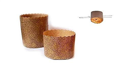 Set Spillone In Acciaio con 10 Stampi per PANETTONE 500 gr Alto in Carta Forno Monouso con Spillone per Panettoni, Panettone Gastronomico, Dolci Natalizi, Pan brioche,Canasta,Pan dolce ecc