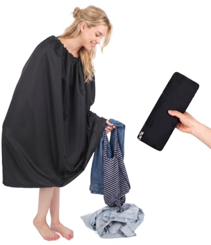 CoolChange Umkleide Poncho | Mantel zum Umziehen | Strandumkleidung Umhang | mit Öffnungen für die Arme | einfache Aufbewahrung | passt in Handtasche (Schwarz)