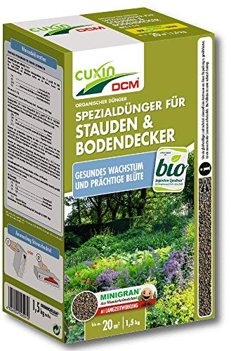 CUXIN DCM Engrais spécial pour plantes vivaces et couvre-sol – Engrais vivaces – Avec technologie MINIGRAN® – Pour une croissance saine – Engrais organique – Effet longue durée – 1,5 kg