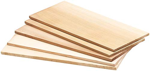 Rosenstein & Söhne Zedernholz Bretter: 5er-Set Zedernholz-Grillbretter für Holzkohle- & Gasgrills (Grillbrettchen, Räucher Grill-Brett, BBQ)