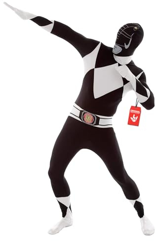 Morphsuits Costume Power Ranger Adulto, Vestito Power Ranger Adulto, Power Rangers Costume Adulto Rosa, Power Ranger Costume Adulto, Rosa | Tuta Integrale con Maschera & Guanti, Design Bianco, Chiusura con Zip, Perfetto per Halloween, Ideale per il Cosplay