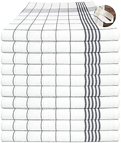 Geschirrtücher Küchenhandtuch aus 100% Baumwolle 10 Stück Pack, 50x70 cm, 60g, grau weiß karriert (Grau)