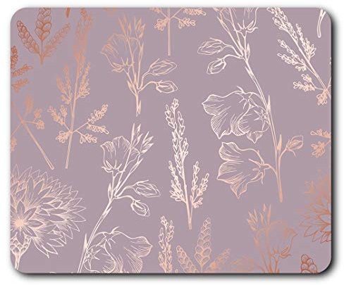 Rose Gold Elegant Floral Pattern Flower Mouse Mat Pad Computer PC Laptop Gaming Office Home Desk Accessory Gadget 24120