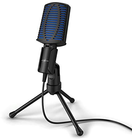 uRage Microphone de jeu 'Stream 100' (longueur de câble 2 mètres, USB, avec pied, 50 Hz - 16 kHz, 2200 Ω) Noir/Bleu