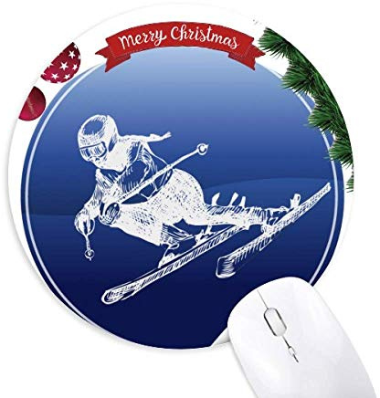 Wintersport Skiretro Muster Rundgummi Maus Pad Weihnachtsbaum Mat