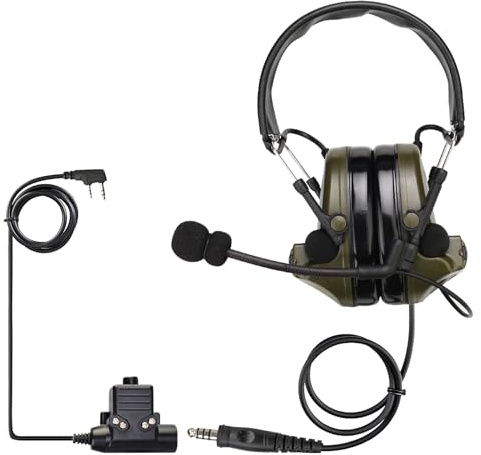 Retevis EHK007 Tactical Headset,Hunting & Shooting Earmuffs with Mic,Sound Amplification,Noise Reduction Walkie Talkie Headset,Compatible with Baofeng UV-5R BF-F8HP PRO AR-5RM RT22 RT86 RT68(1 Pack)