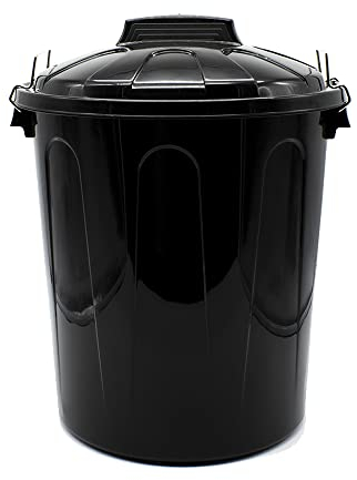 CABLEPELADO Cubo de Basura con tapa, Cubo basura Industrial, Cubo basura Plástico con asas metálicas, Contenedor residuos, 78 cm alto x 48.5 cm Diámetro superior, Capacidad 100 Litros, Negro