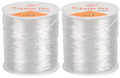 2Roll 0.8mm Elastic String for Bracelets, Crystal Stretch Bead Cord, Clay Bead Cord for Beading and Jewelry Making (100m/Roll)