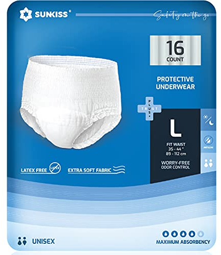 SUNKISS TrustPlus Inkontinenz Pants für Erwachsene, Saugfähige Windelhosen mit Elastischen Bündchen für Männer und Frauen, Diskreter Auslaufschutz bei Blasenschwäche, Größe L, 16 Stück
