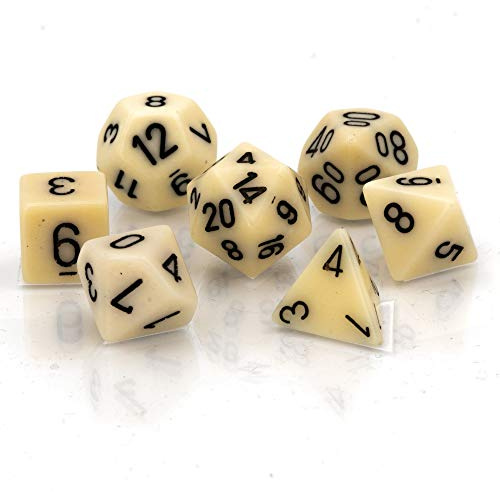 Opaque Ivory w/Black Polyhedrische Würfel 7er Set
