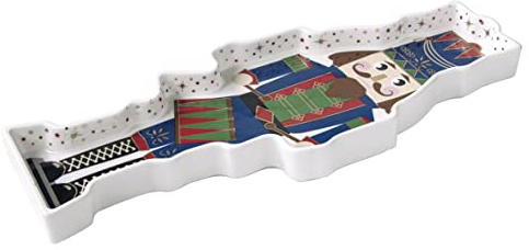EASY LIFE Plateau de Noël en porcelaine en forme de casse-noix NUTCRACKER 36,5x14 cm