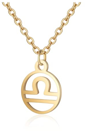 RAPHAEL SPERDIN Collier Astro en acier inoxydable doré | Bijoux signes astrologiques mixtes signe du zodiaque collier astrologique porte bonheur (BALANCE)