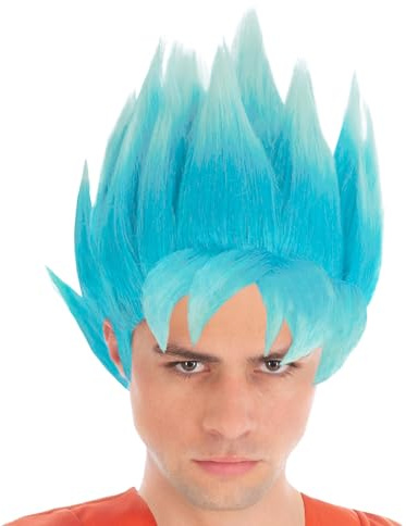 Chaks - Parrucca Goku Super Saiyajin Dio per uomo, accessorio ufficiale del costume anime Dragon Ball per carnevale e Halloween