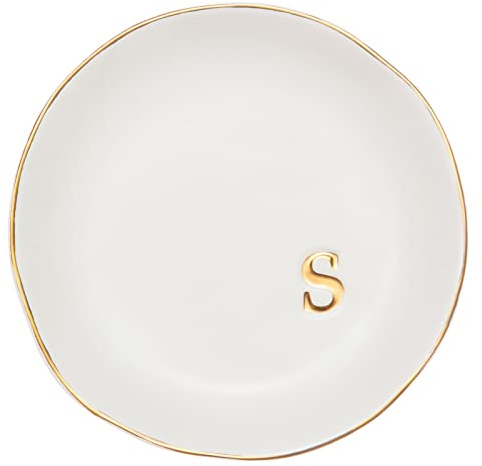 COLLECTIVE HOME - Ceramic Jewelry Tray, Decorative Trinket Dish for Rings Earrings Necklaces Bracelet Watch Keys, Birthday Mother's Day Christmas Gift for Women, 4.75, White Surface (S)