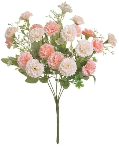 AHUI 20 Blumenköpfe, 1 Strauß europäischer Stil, kleine lilafarbene Nelke, künstliche Blumen, für Zuhause, Fotografie, weiche Dekoration, Handm