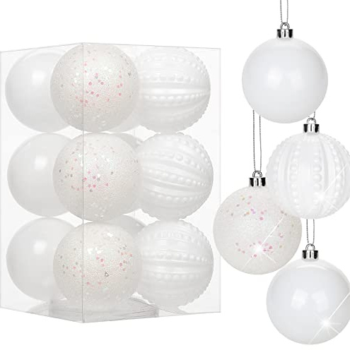 8CM Weihnachtsdeko Weihnachtskugeln, 12 Stücke Bruchsiche Christbaumkugeln Ornamente Weihnachtsbaumschmuck für Weihnachtsbaum Christbaumkugeln Weihnachtsdekoration Kugeln