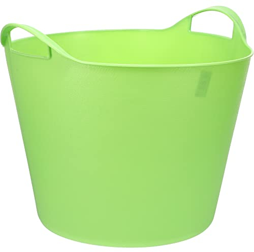 Flexibler Eimer 42 L Wäschewanne Mehrzweckkorb Wäschekorb flexibel rund Gartenkorb Flexible Wanne Plastikkorb mit Henkel Futtertrog Pferd (42 L)