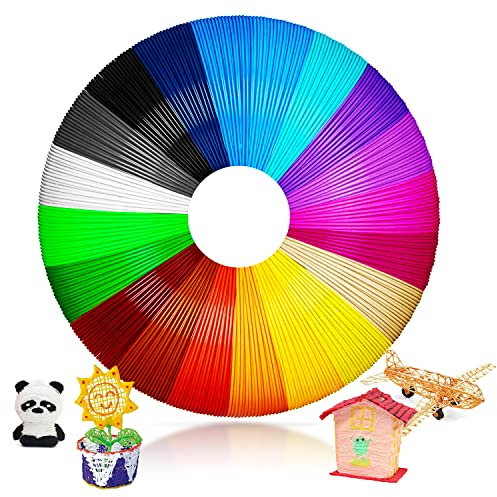 3D-penna PCL-filament 1,75 mm, 3D-penna filament 20 färger, 5 m vardera – 3D-penna färger förpackning för barn och vuxna, 3D-penna tillbehör filament för låg temperatur penna 3D-skrivare