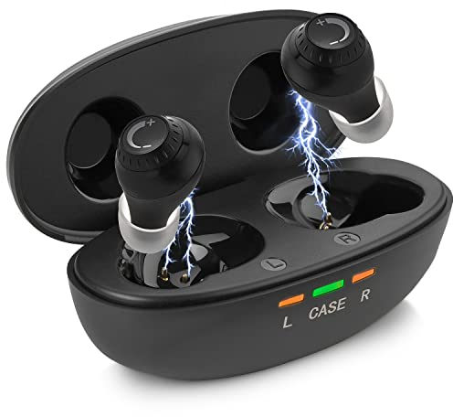 Mini Digital – ITE wiederaufladbar – leichtes Gerät mit Geräuschunterdrückung, In-Ear-Erkennung und Lautstärkeregler für Erwachsene und Senioren, Schwarz