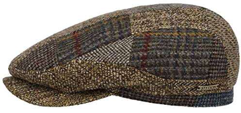 Stetson Mandeo Driver Patchwork Flatcap Mehrfarbige Schirmmütze Herren Herbst Winter Made in EU beige-braun XL (60-61 cm)