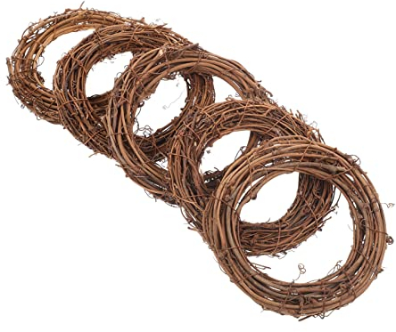 5 StüCk Rattan Kranz Rohling 12cm, Adventskranz Rohling Durchmesser Retro Weihnachten Rattan Ringe Geflochten DIY Handgewebte Weinreben