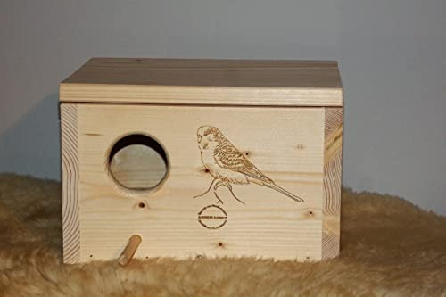Qualität aus Niederbayern ARBRIKADREX Stabiler Nistkasten, Schlafhaus, Schlafplatz und Brutkasten 20mm Vollholz, für Sittiche mit Nestmulde und Montagematerial (Nistkasten Wellensittich)