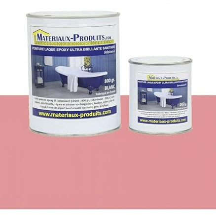 MATPRO - Peinture Laque Epoxy Salle de Bain - Sans Solvant, Auto-Lissant - Répare & Rénove Baignoire, Lavabo, Évier, Plan de Travail - Rose Brillant - 10Kg